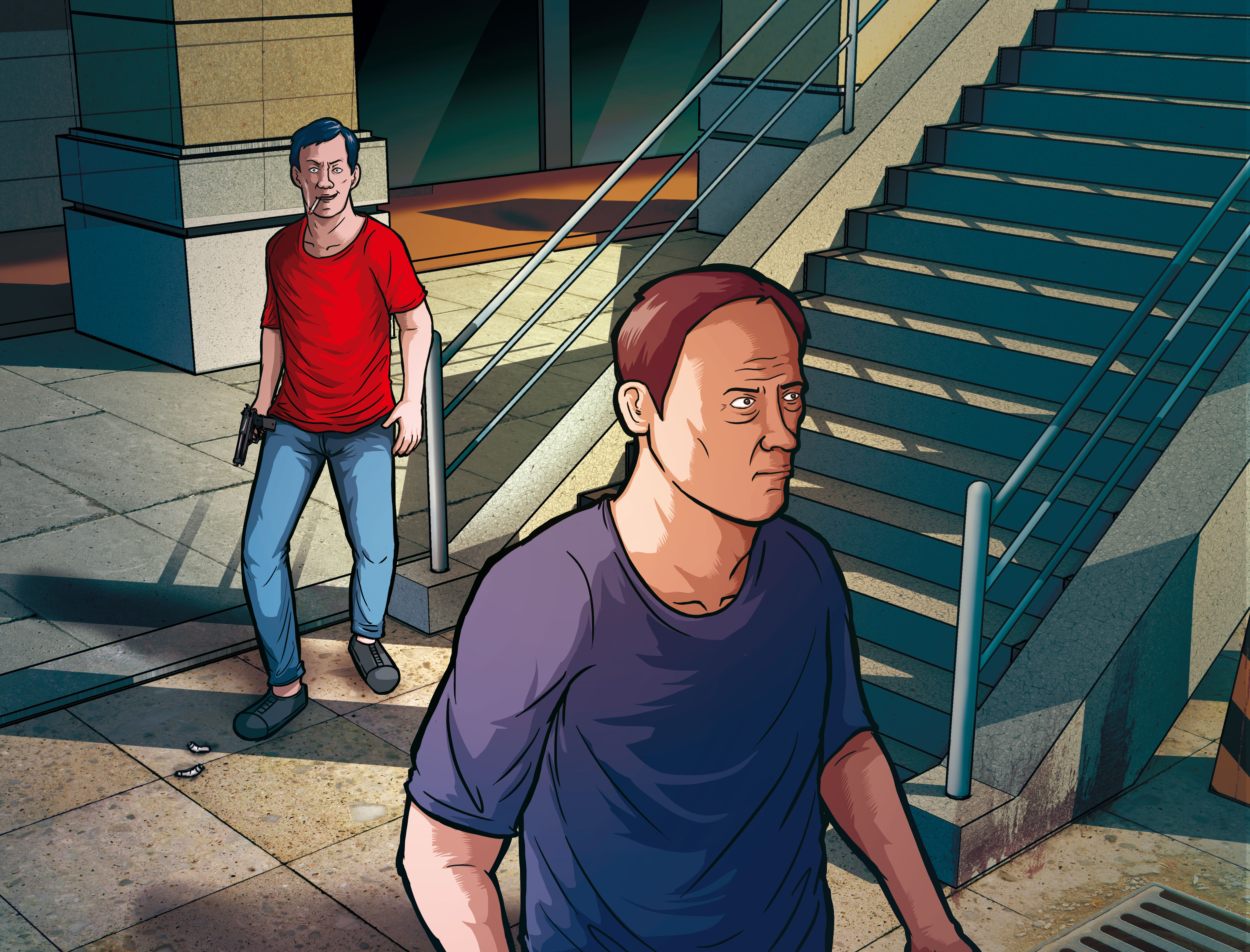 黃福生埋伏在楊慶順小三住家附近的天橋旁，見楊出現便尾隨開槍奪命。（示意畫面）