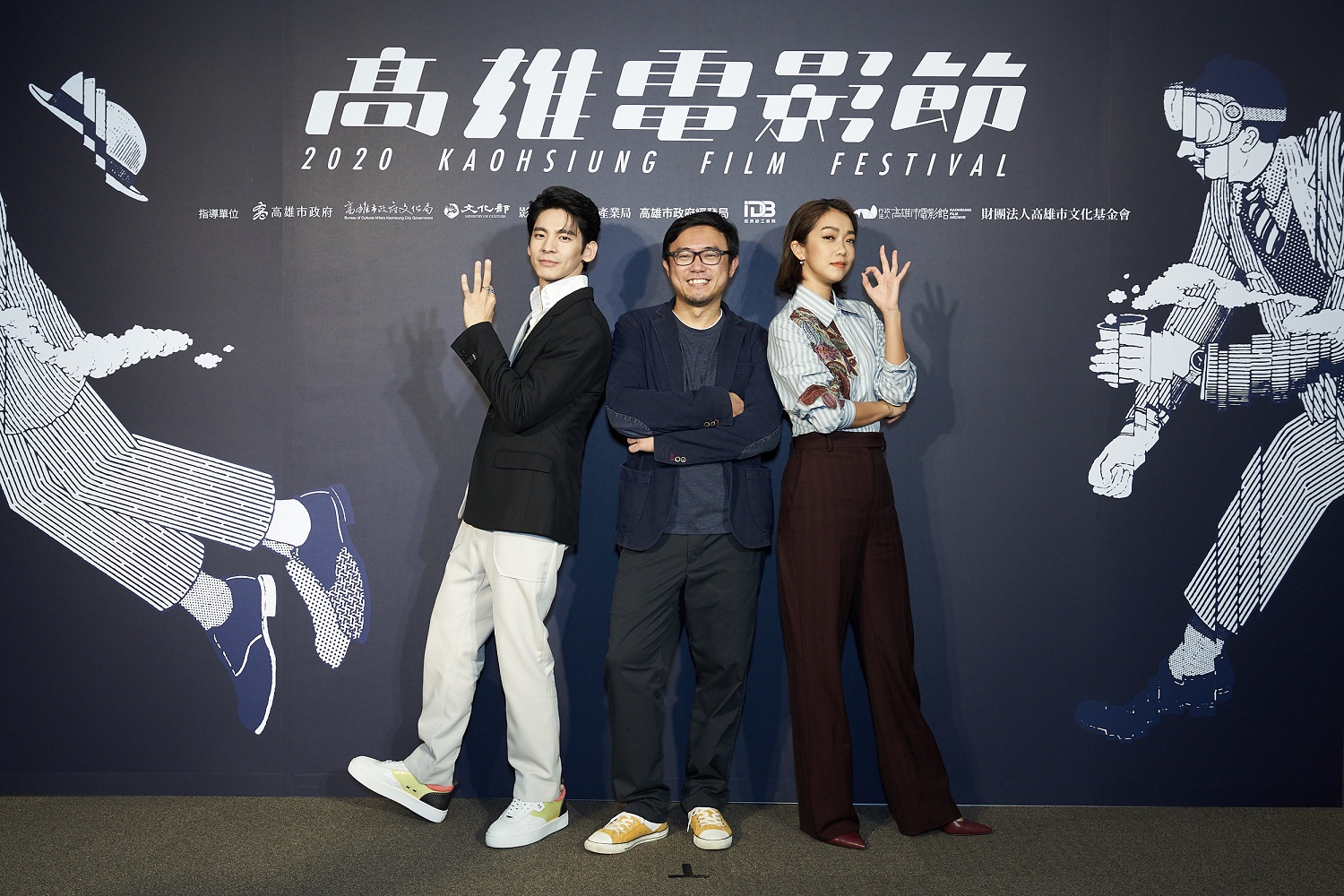 林柏宏、李霈瑜及導演廖士涵出席高雄電影節的《大債時代》首映。（高雄電影節提供）