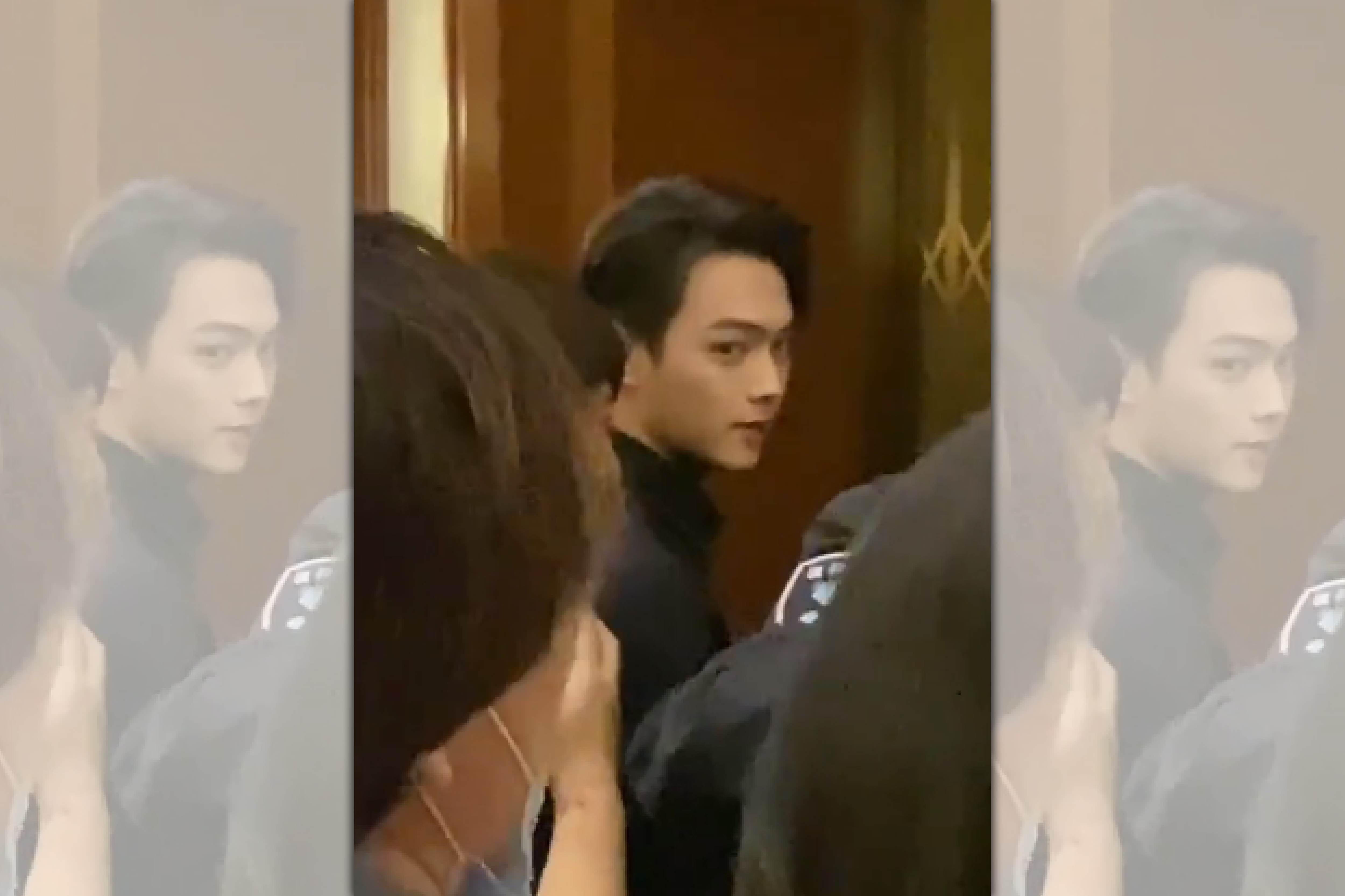 日前許凱參加完頒獎典禮欲回酒店休息，電梯前的大批粉絲要求合照遭婉拒，竟大罵許凱「真有意思，太牛了吧你」。（翻攝自網路）