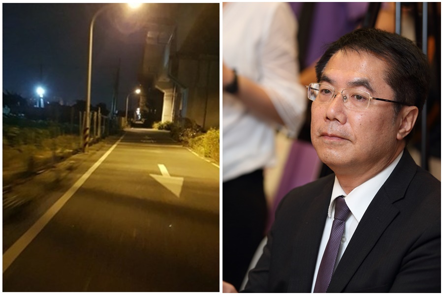 台南市長黃偉哲二度堅稱「死亡之路」整排路燈全亮，引起網友怒火。（組圖：迪卡論壇/本刊資料照）