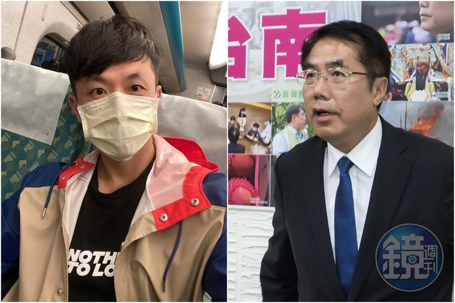 「焦糖」陳嘉行今公開在臉書點名台南市長黃偉哲,希望他一肩扛起責任。(左圖翻攝自陳嘉行臉書、右圖為資料照)