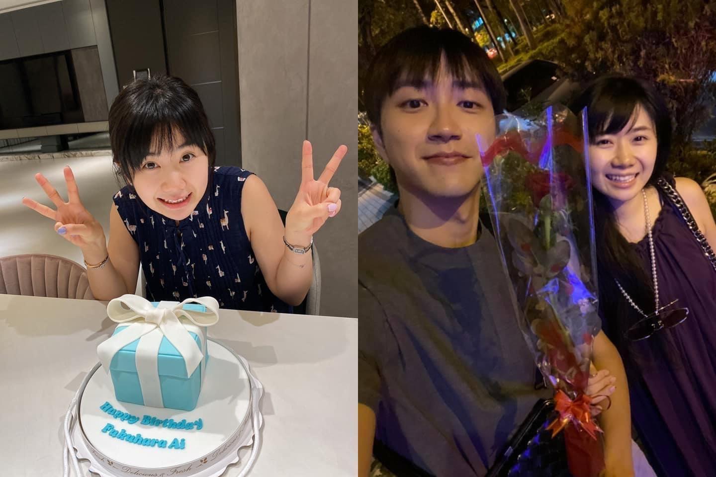 日本桌球天后福原愛開心度過32歲生日，與江宏傑結婚4年，仍如熱戀。（翻攝自江宏傑臉書）