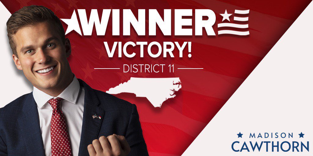 麥迪遜‧考托恩成為有史以來最年輕的共和黨眾議員當選人。（翻攝自「Madison Cawthorn」Twitter）