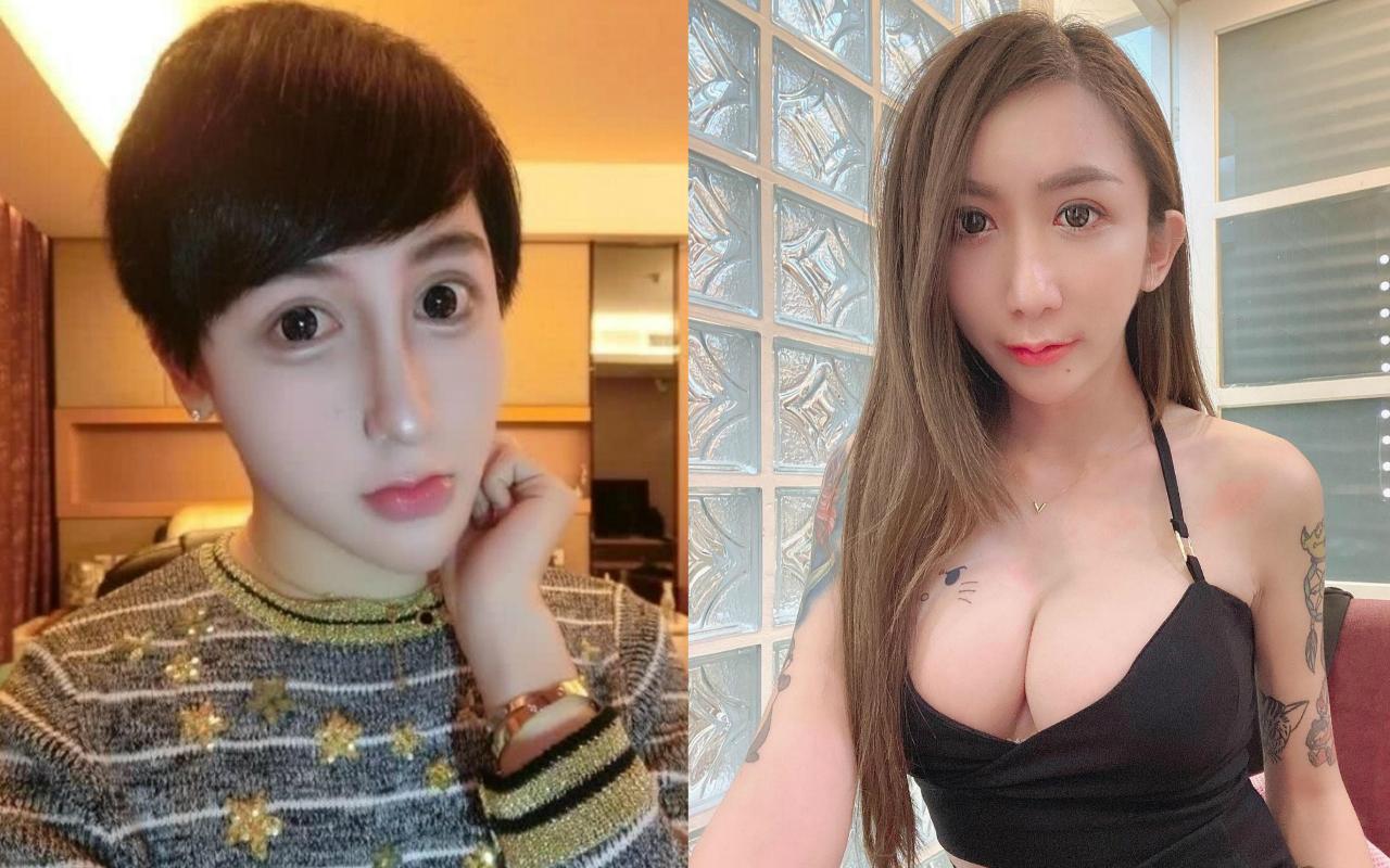 網友稱讚「罔腰」(右圖)神似本土劇女神曾莞婷,也有人覺得她像中國網紅「蛇精男」劉梓晨(左圖)。(翻攝自罔腰IG、劉梓晨微博)