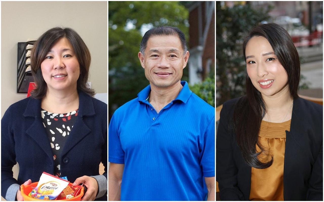 美國大選結果陸續出爐，3位民主黨籍台裔候選人都成功連任，分別為聯邦眾議員孟昭文（左）、紐約州參議員劉醇逸（中）及州眾議員牛毓琳（右）。（翻攝自孟昭文／劉醇逸／牛毓琳臉書）