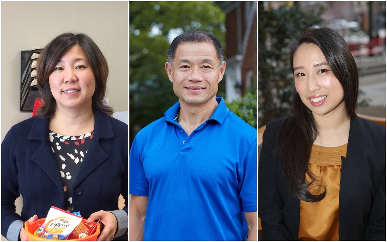 美國大選結果陸續出爐，3位民主黨籍台裔候選人都成功連任，分別為聯邦眾議員孟昭文（左）、紐約州參議員劉醇逸（中）及州眾議員牛毓琳（右）。（翻攝自孟昭文／劉醇逸／牛毓琳臉書）