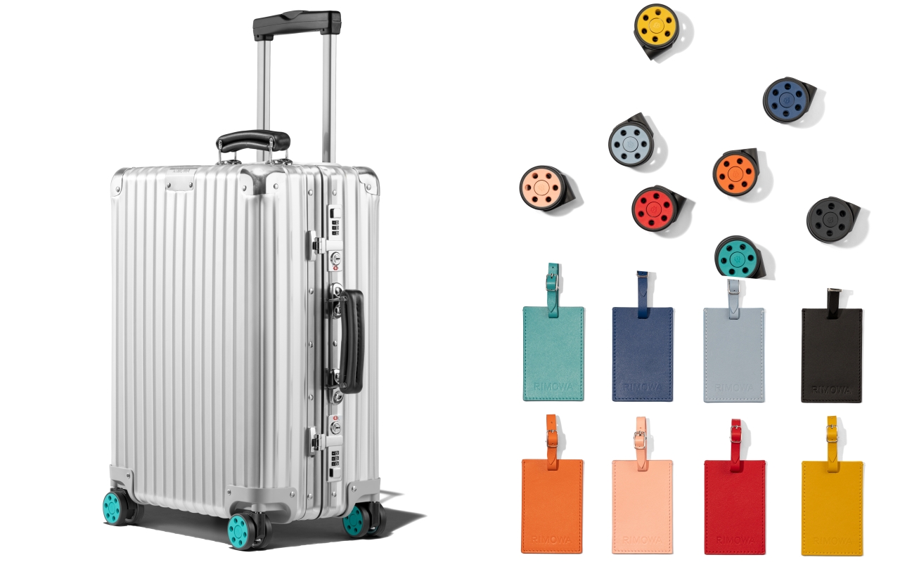 RIMOWA Unique個性化服務提供手把、行李牌、滾輪等三類配件讓顧客任意搭配。（美之心提供）