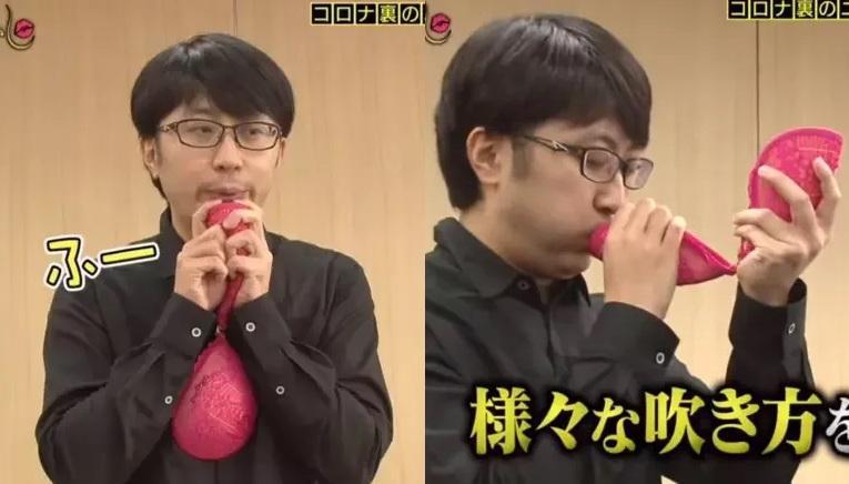 多久潤一朗成功以胸罩奏吹奏出音樂,奇異技能令網友讚嘆不已。(翻攝自《月曜夜未央》)