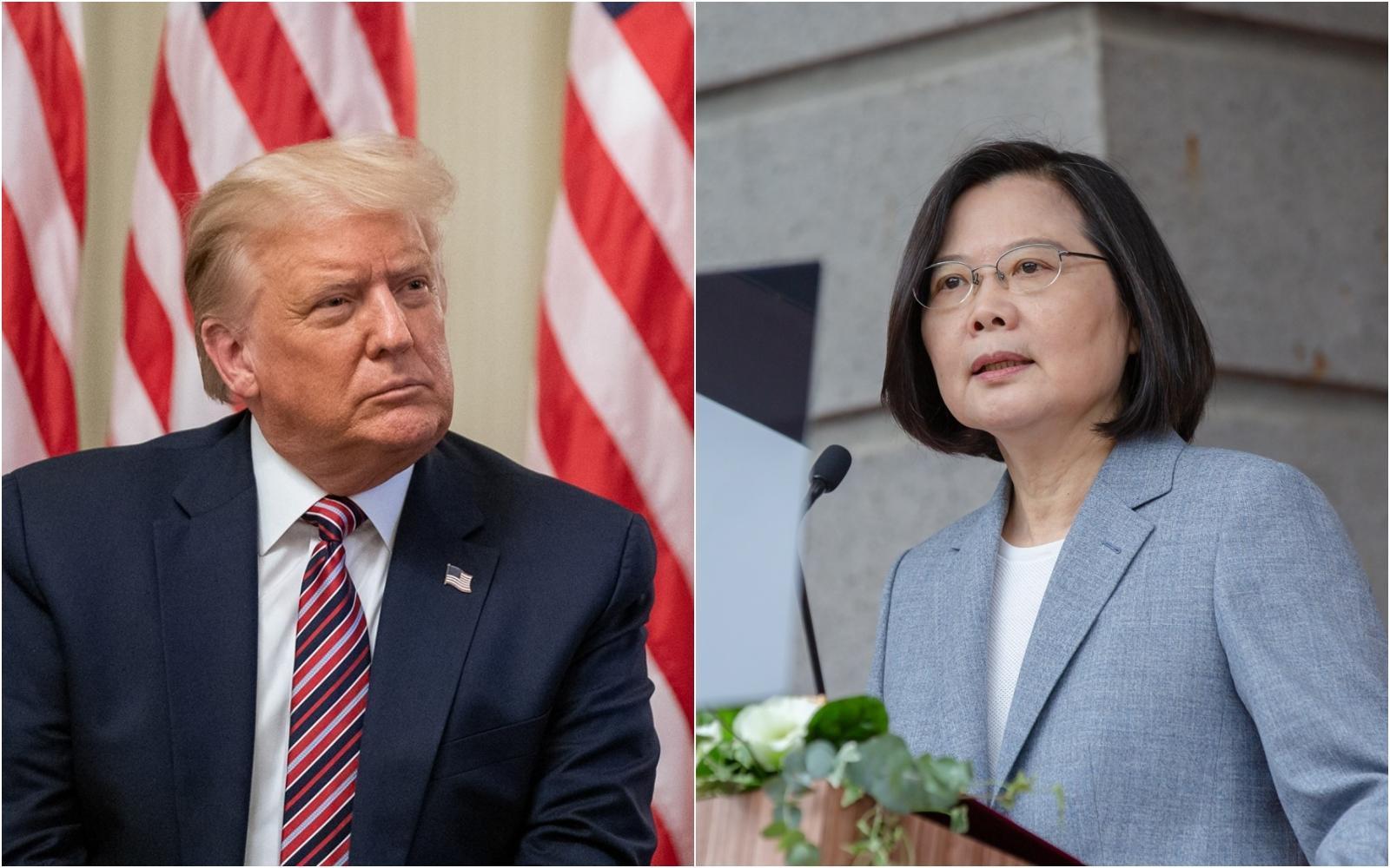 美國總統川普(左)可能連任失敗,蔡英文總統回應,強調不論結果為何台美關係不會改變。(翻攝自美國白宮臉書/總統府)