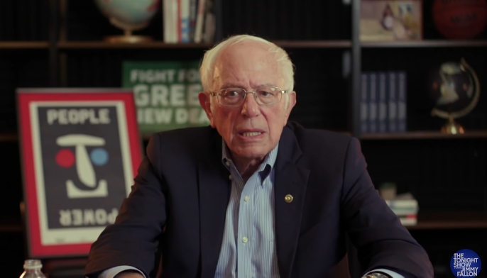 美國參議員桑德斯曾對美國大選開票的情況做出評論。（翻攝自The Tonight Show Starring Jimmy Fallon Youtube頻道）