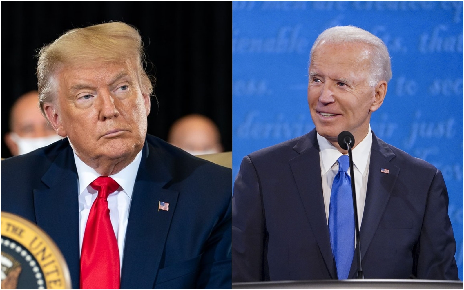 川普（左）連任之路困難重重，領先的州可能再被拜登（右）翻盤。（翻攝白宮／拜登臉書）