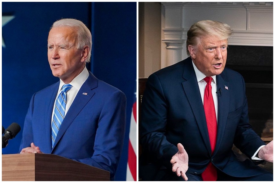 美國總統大選選情過程猶如洗三溫暖，全球矚目大選結果。（翻攝自Joe Biden／Donald J. Trump臉書）