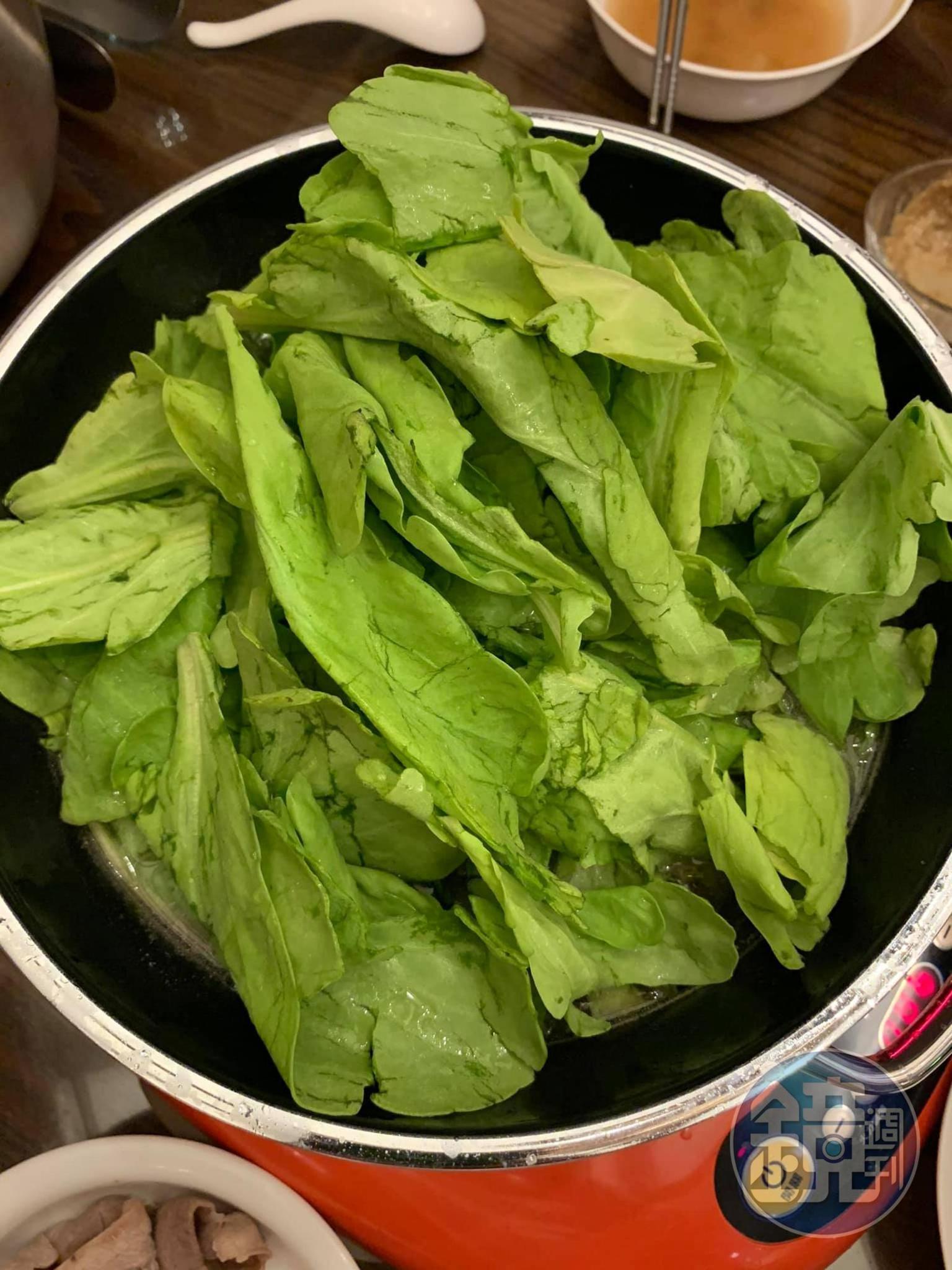 最後要涮茼蒿,完美的收尾。