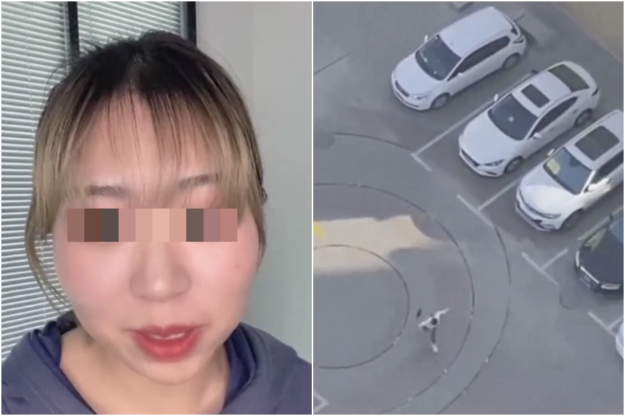 中國大陸一名女子每天狂奔滑壘上班，連老闆都變成粉絲提前到公司，只為看她「趕打卡」。（翻攝自梨視頻）