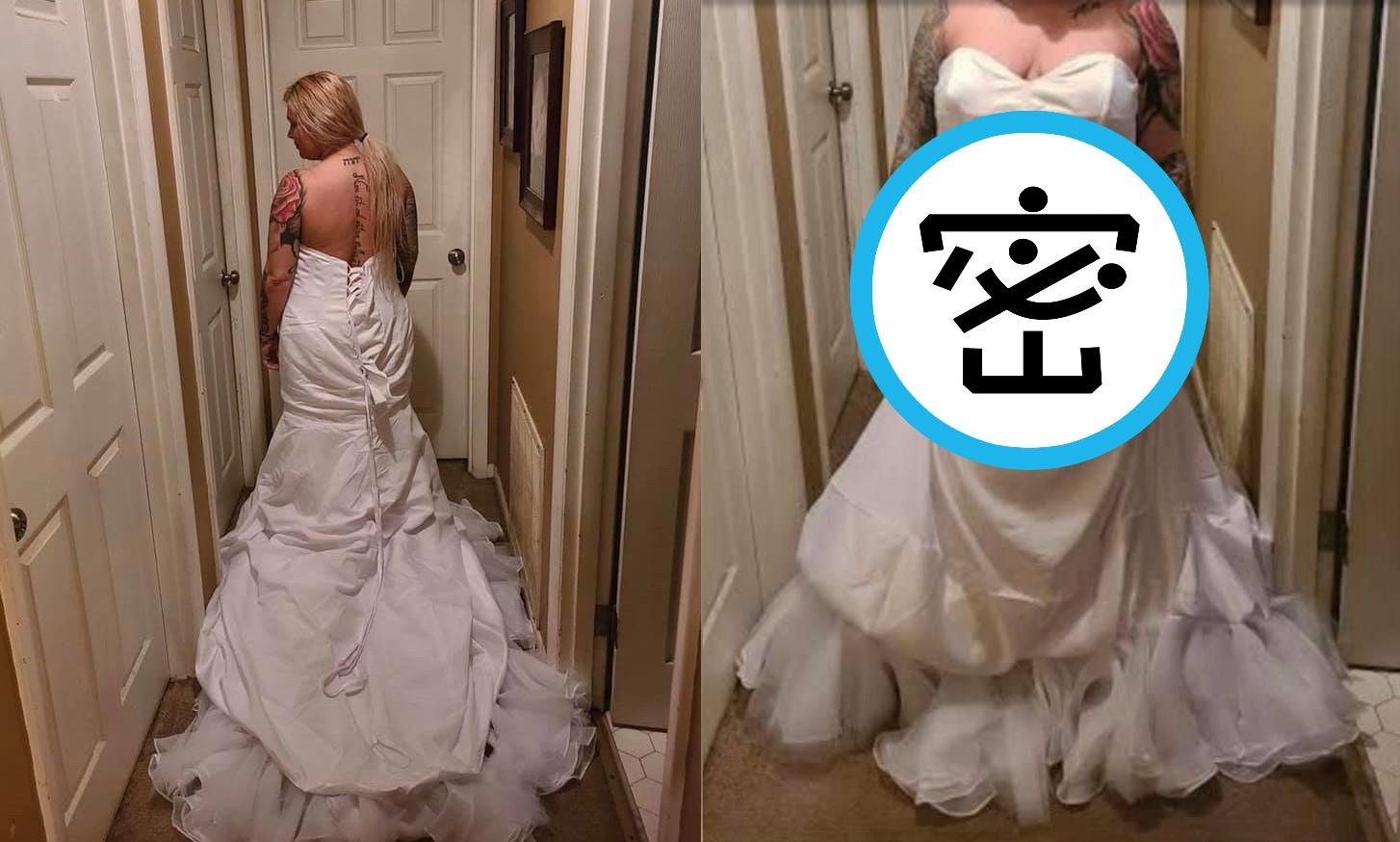 一名準新娘試穿網購婚紗，穿起來的樣子卻讓她氣到破口大罵。（翻攝自Deux Aubrey臉書）