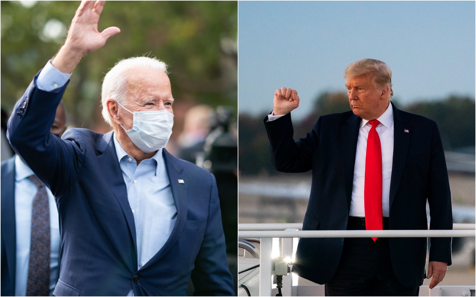 隨著開票進行，拜登（左）領先川普（右）的幅度越來越大。（翻攝自拜登／川普臉書）
