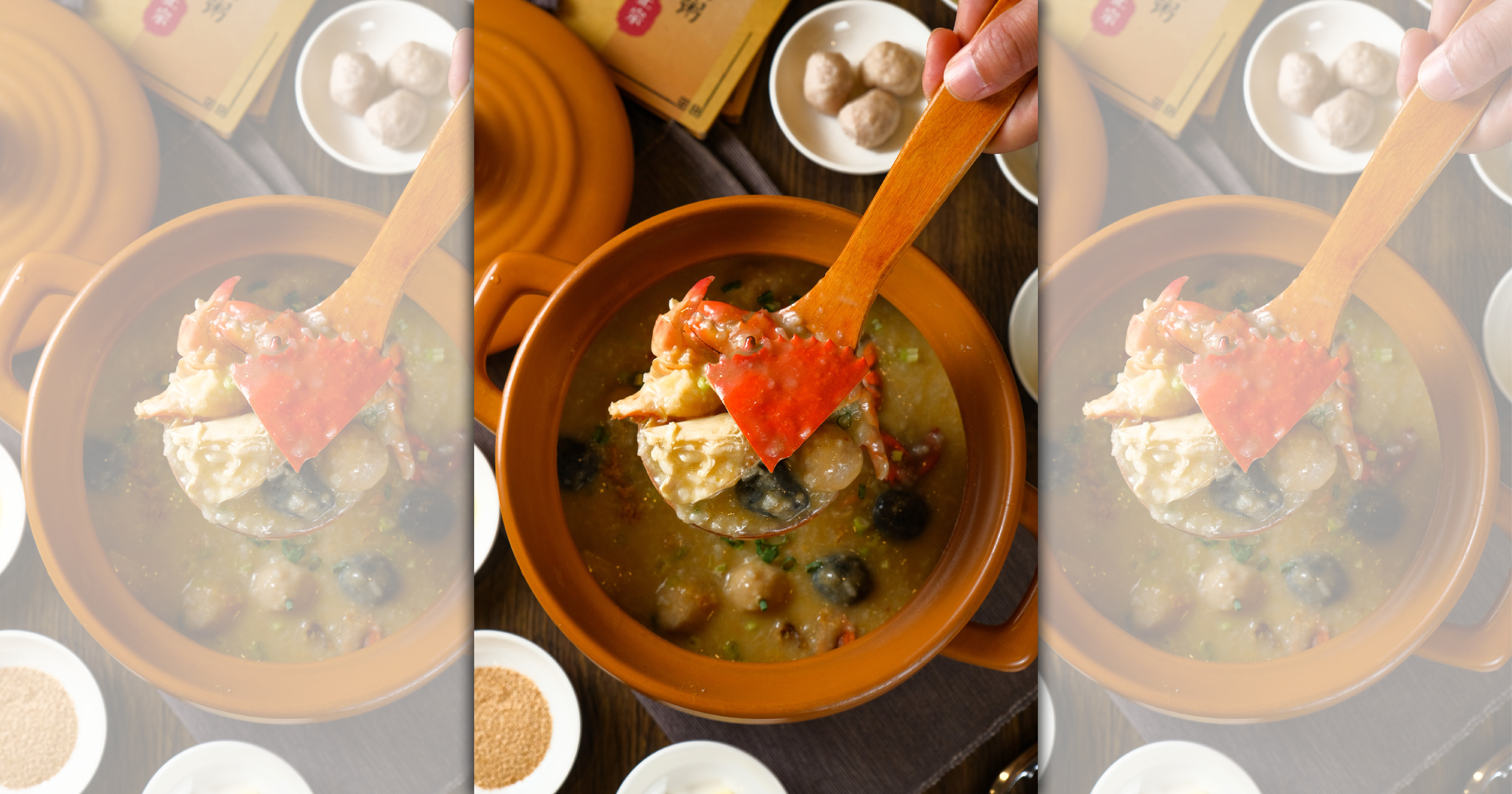 最當季的「處女蟳粥」用10兩左右的蟹，尚未卵化的蟹膏把粥染成誘人鮮黃，最是奢侈。（1,650元／4人份）