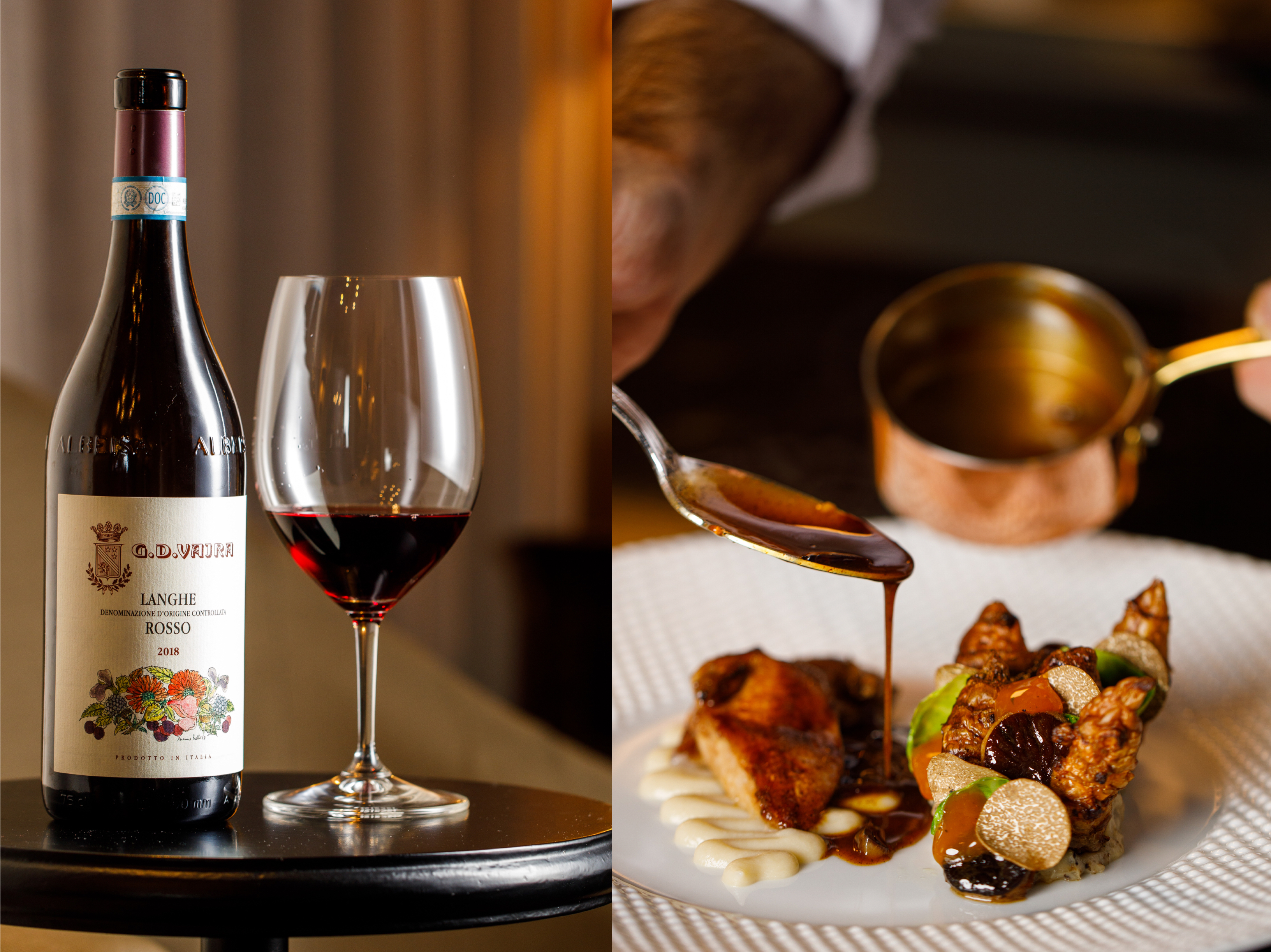 台北君品酒店新開幕的「雅意Artbrosia 」義大利餐廳，以西北義皮埃蒙特料理搭配當地名酒。