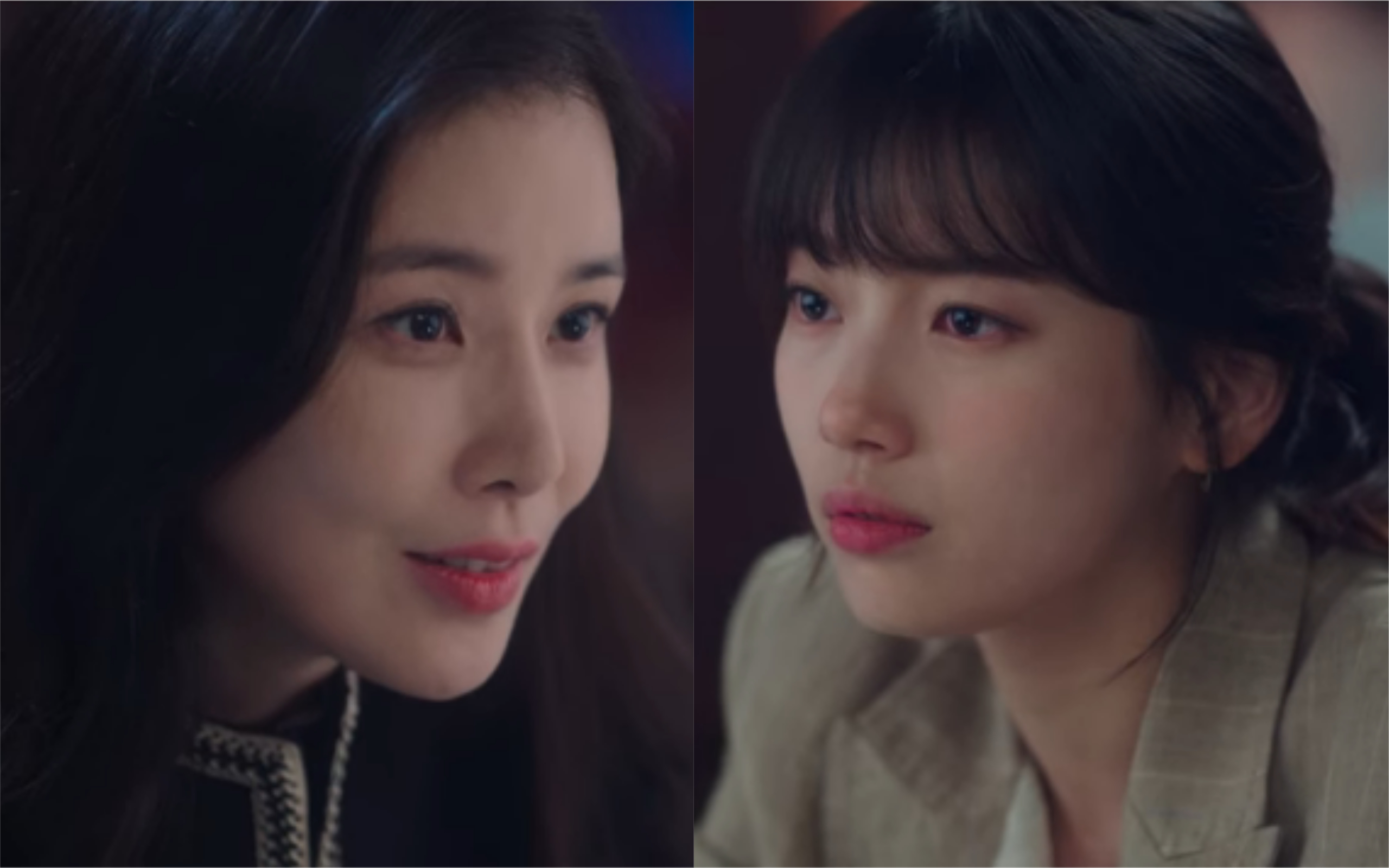 李寶英（左）客串秀智主演韓劇《Start-Up：我的新創時代》，開導陷入兩難的秀智。（翻攝自Netflix畫面）