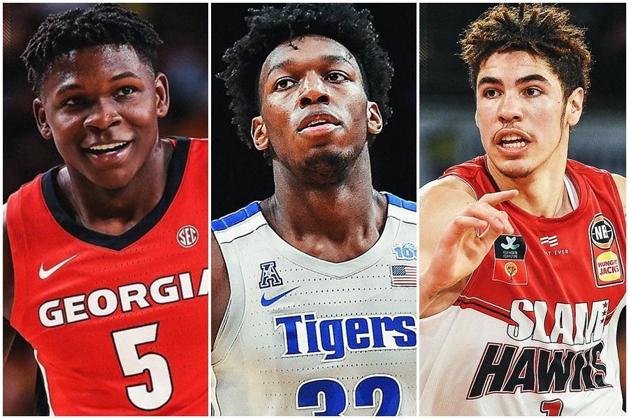 今年NBA選秀狀元、榜眼及探花分別為艾德華茲(左)、懷斯曼(中)及鮑爾(右)。(翻攝自NBA官方推特)
