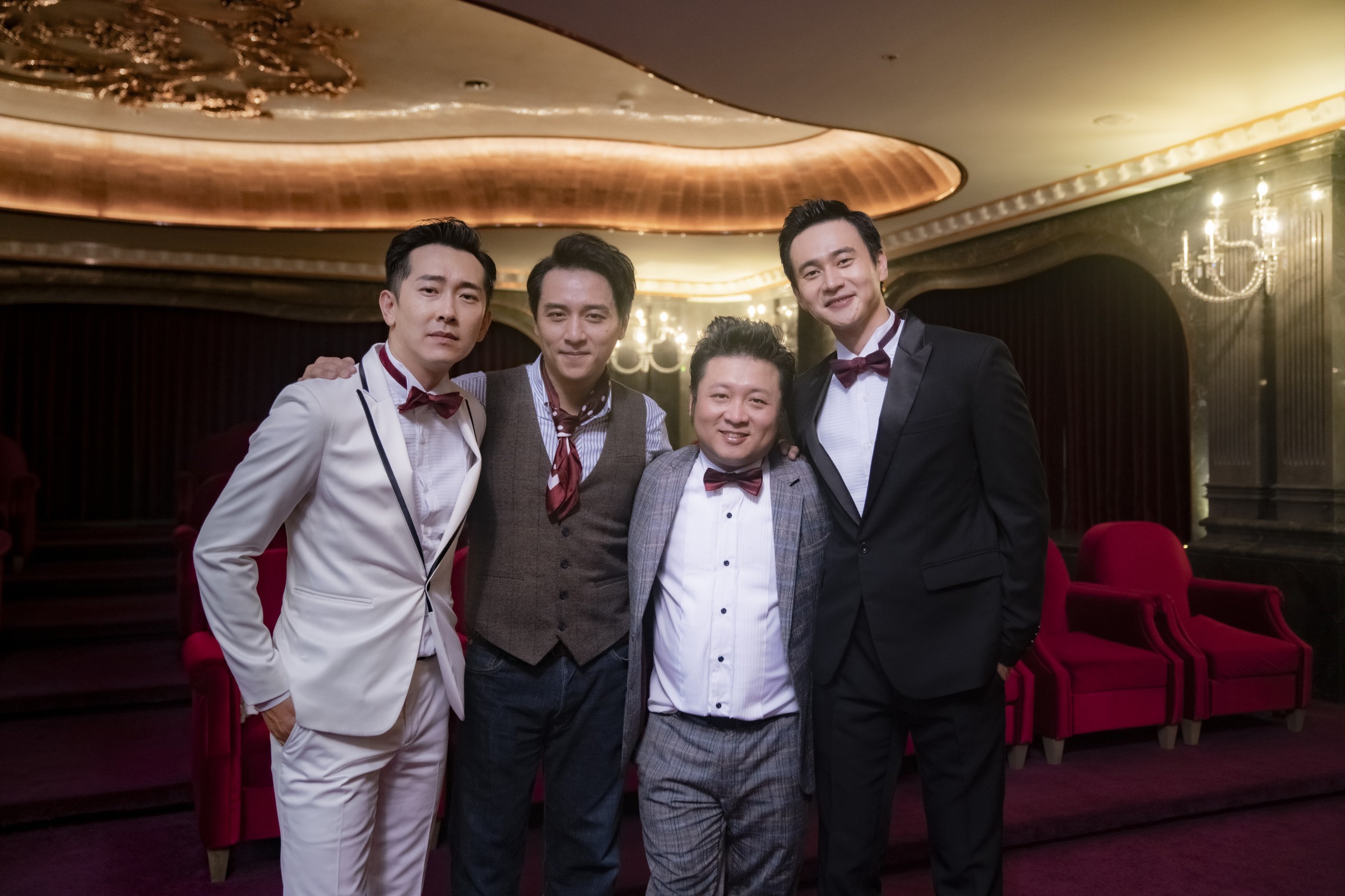 劉冠廷（右起）、納豆、鄭人碩與施名帥在《同學麥娜絲》中飾演好同學。（甲上提供）