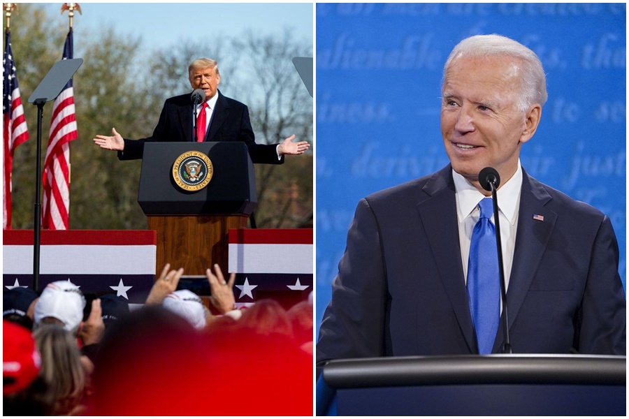 川普法律戰再度受挫，白宮易主大勢已定。（翻攝自川普、拜登臉書）