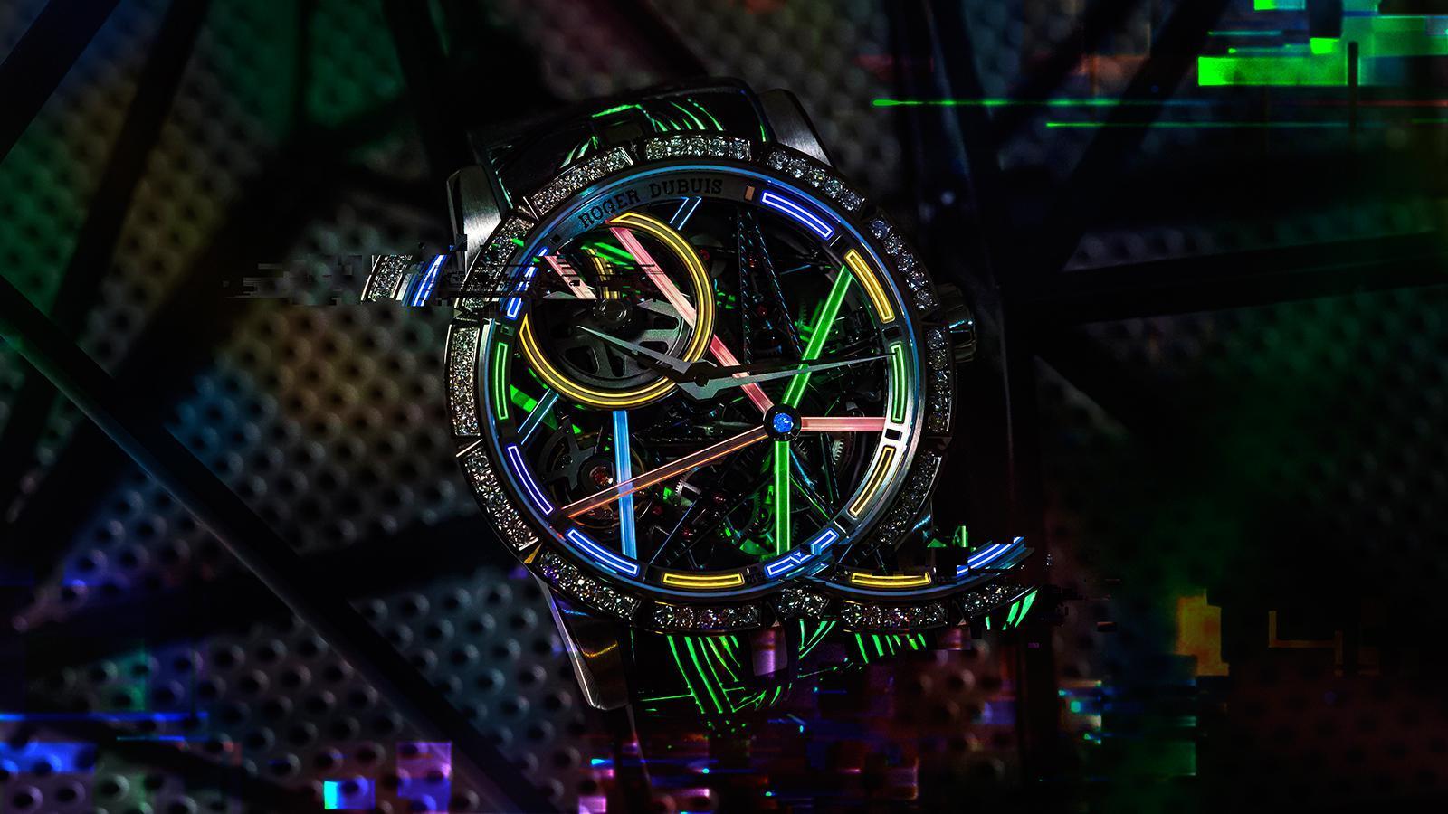 ROGER DUBUIS Excalibur Blacklight｜型號DBEX0834／錶徑42mm／18K白金材質／時間指示／RD820SQ自動上鍊機芯／日內瓦印記認證／防水50米／專賣店限定款，全球限量8只／建議售價NT$ 3,823,000
