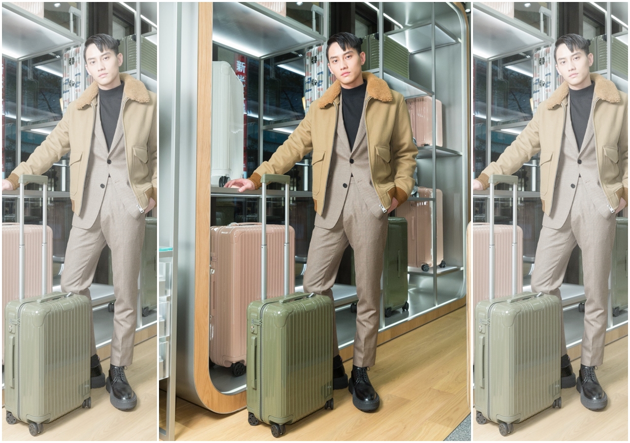 范少勳出席RIMOWA開幕派對，笑說自己出門東西都會帶很多，曾經徒步環島時背了19公斤的行李，後來才慢慢把行李寄回家。（RIMOWA提供）