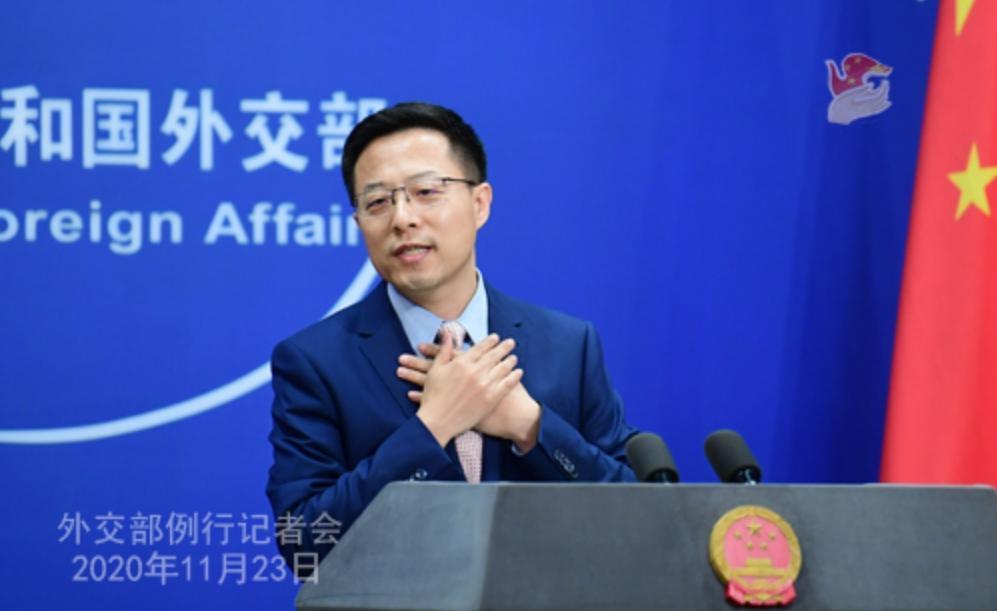 中國外交部發言人趙立堅(圖)表示,美方應遵守一個中國原則,立即停止與台灣進行官方往來。(翻攝自中國外交部網站)
