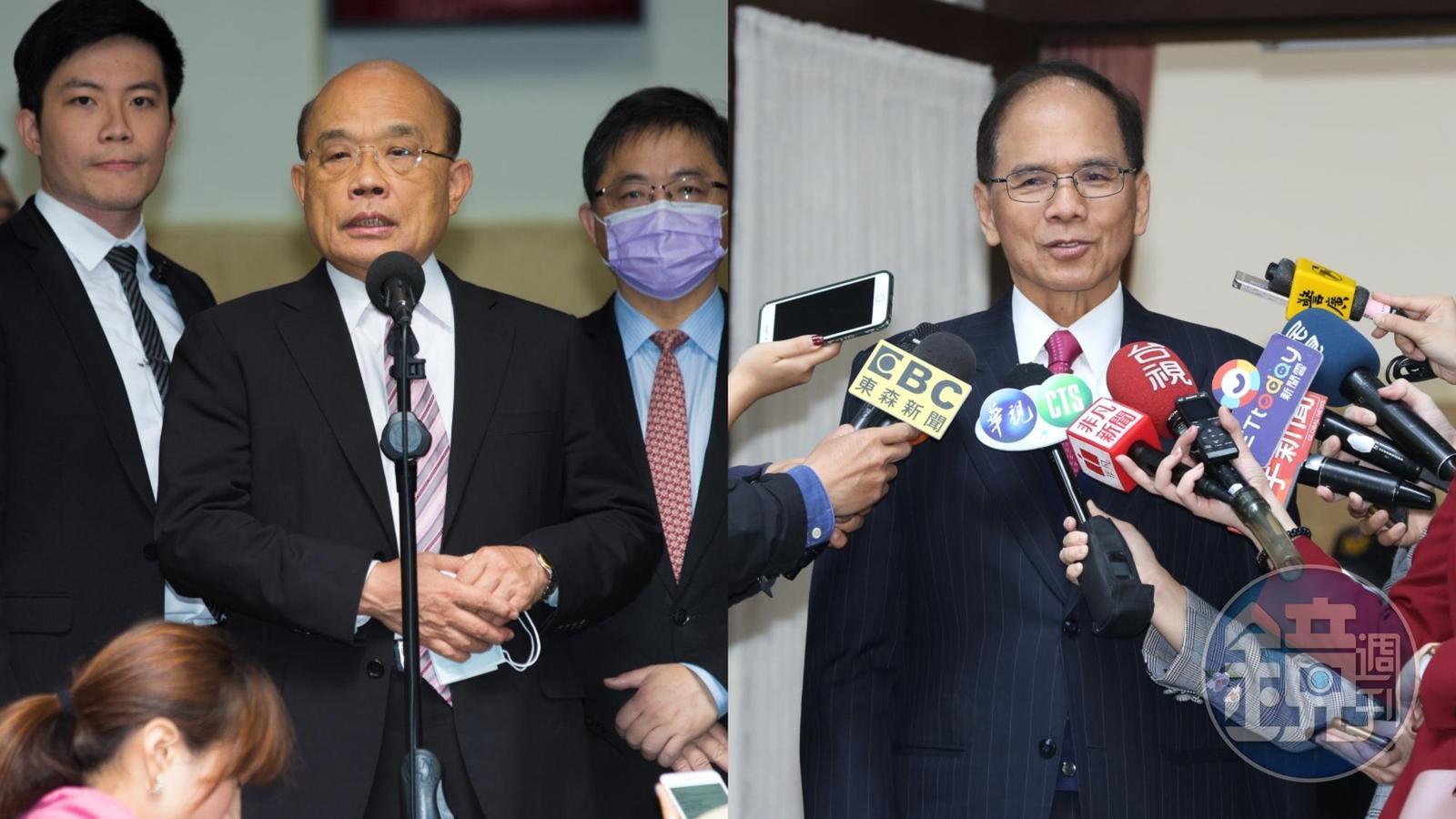 蘇貞昌（左）施政報告被杯葛，游錫堃（右）呼籲在野黨回歸議事。（本刊資料照）