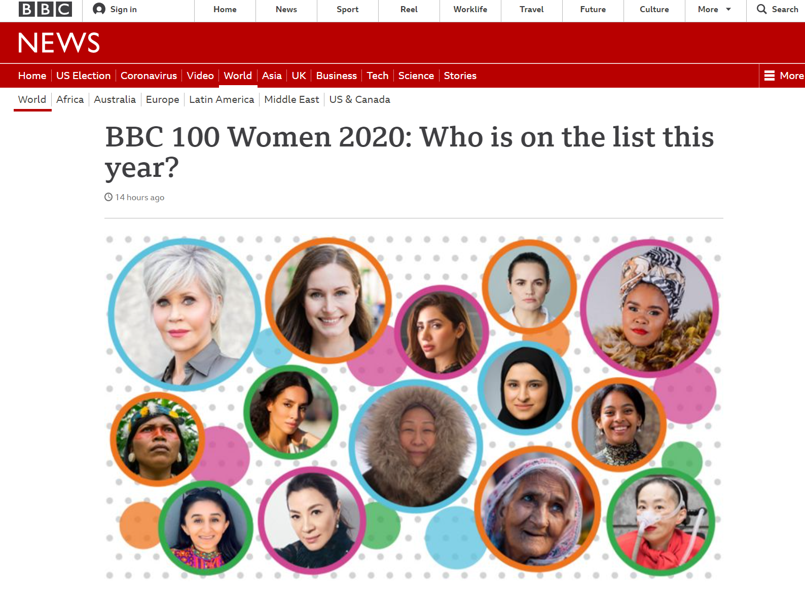 英國廣播公司《BBC》今公布年度百大女性名單。(翻攝《BBC》官網)