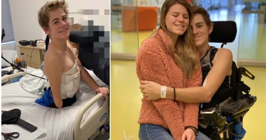 羅倫被堆高機壓爛下半身與右手，當醫生都要放棄他時，他卻堅持要活下來。（翻攝sabia_and_loren推特）