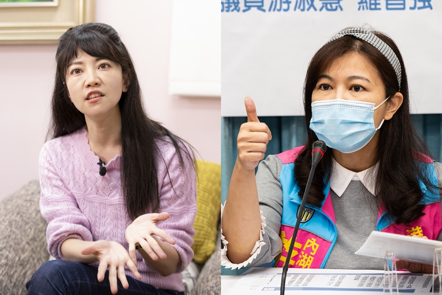 議員游淑慧（右）認為高嘉瑜（左）營造樸實形象，實則雙標。