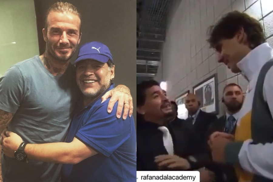 貝克漢（左1）和納達爾（右1）都在Instagram上悼念馬拉度納。（翻攝自貝克漢、納達爾IG）