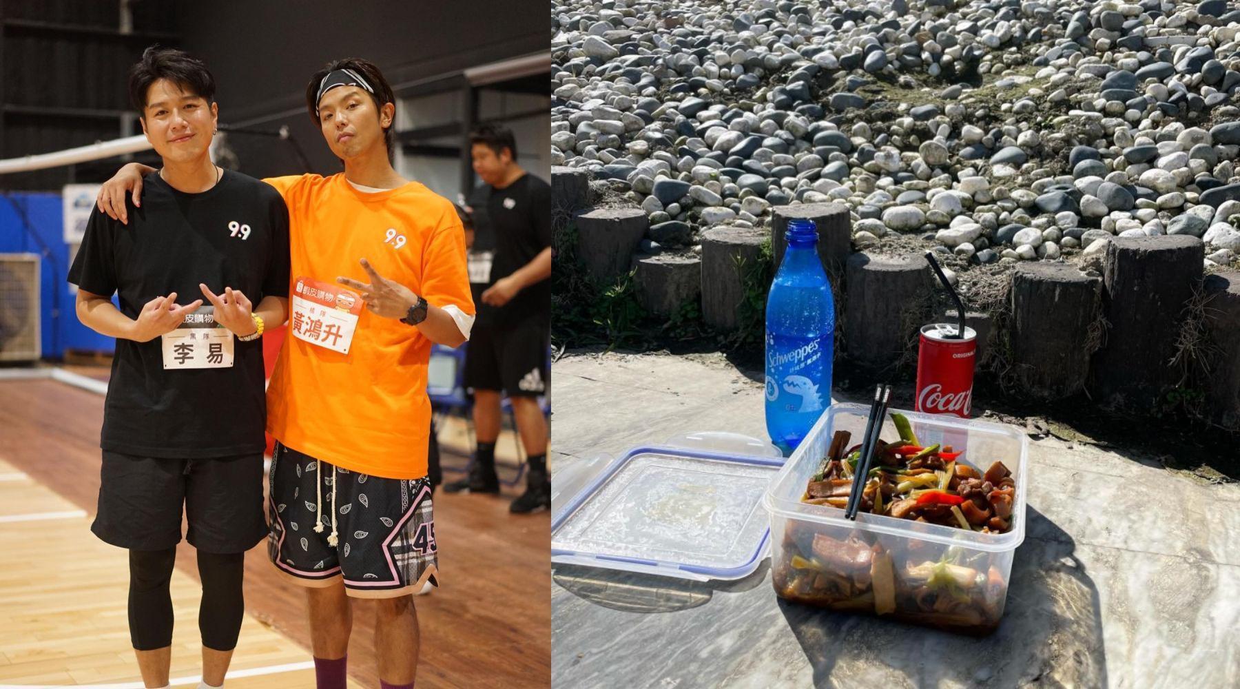 在小鬼(左1)冥誕前,李易(左2)帶客家小炒上山為他慶生。(翻攝自李易臉書)