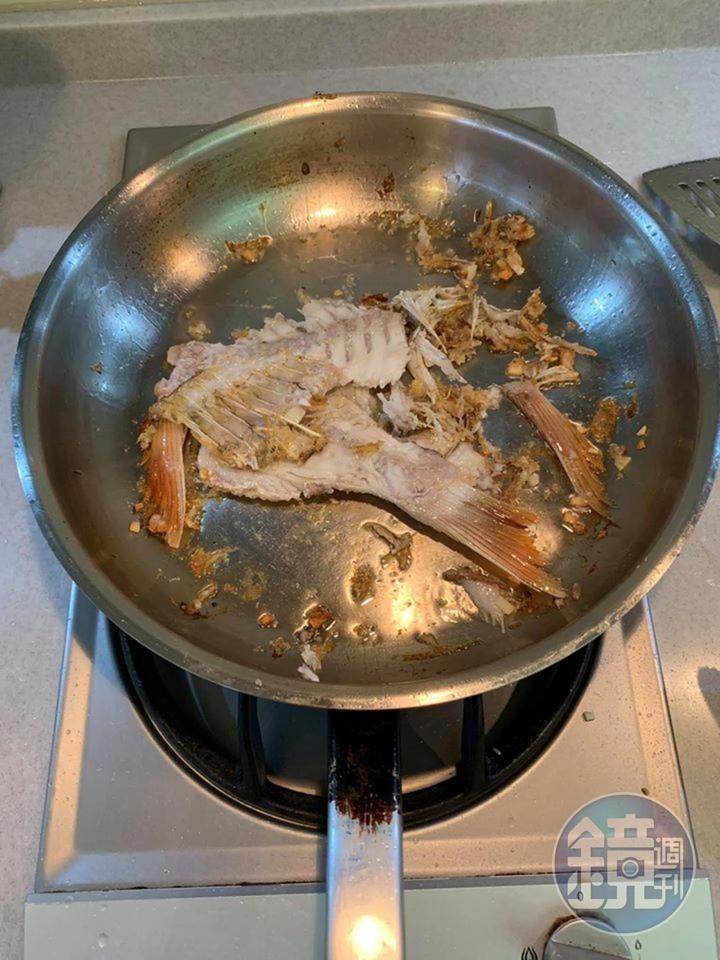香煎魚骨。