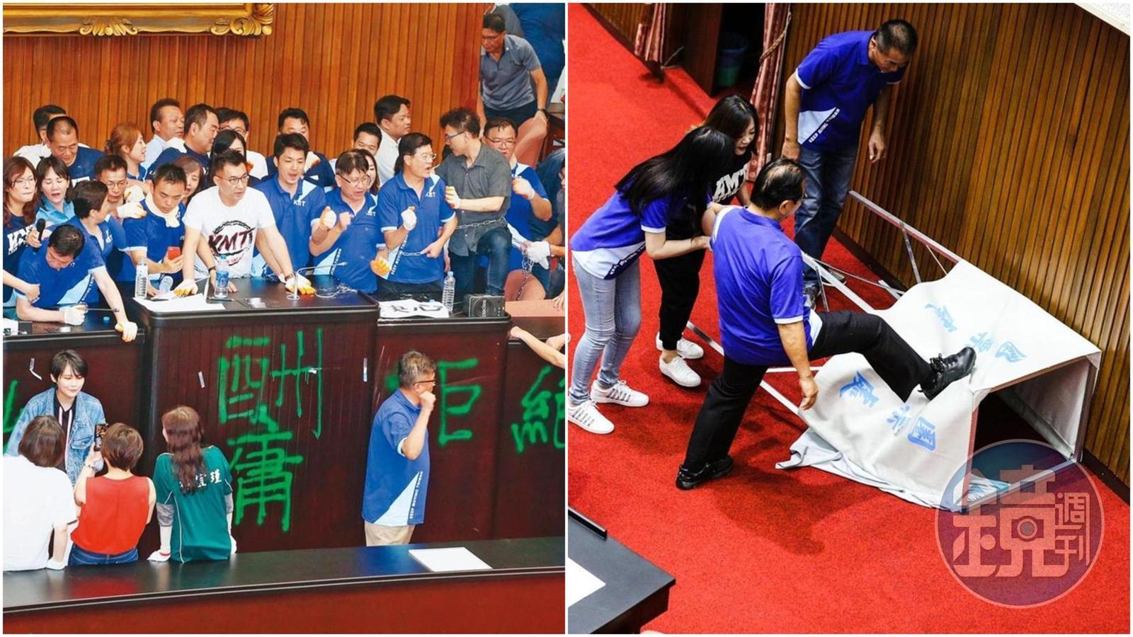 國民黨立委兩度攻占立院，破壞議場內公物、大門，被要求賠償卻遲遲未繳清。