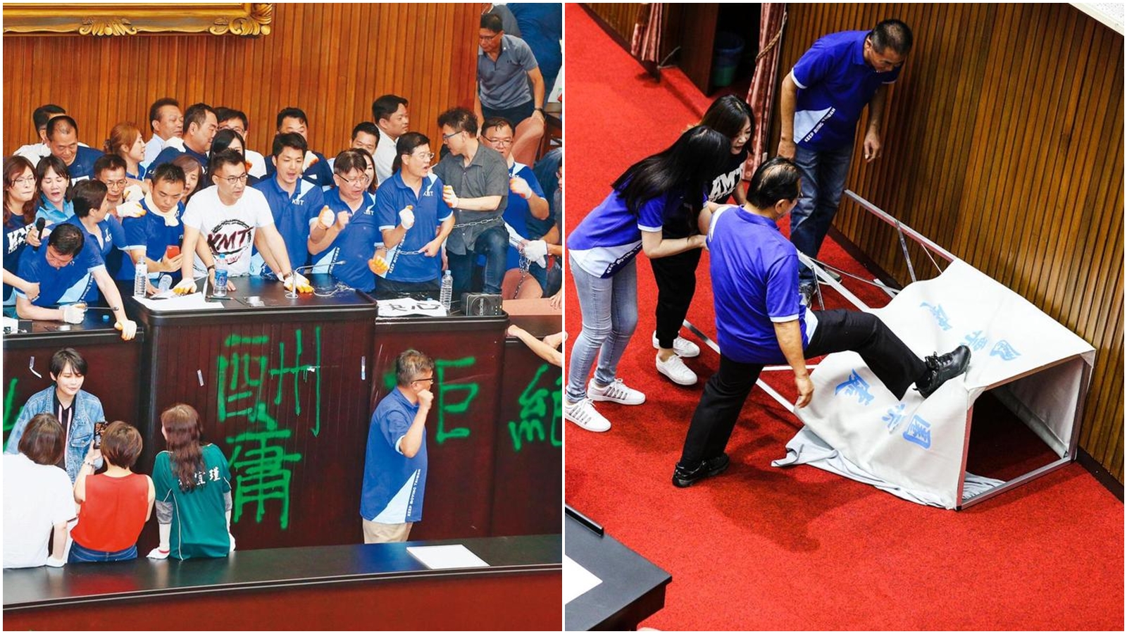 國民黨立委兩度攻占立院，破壞議場內公物、大門，被要求賠償卻遲遲未繳清。