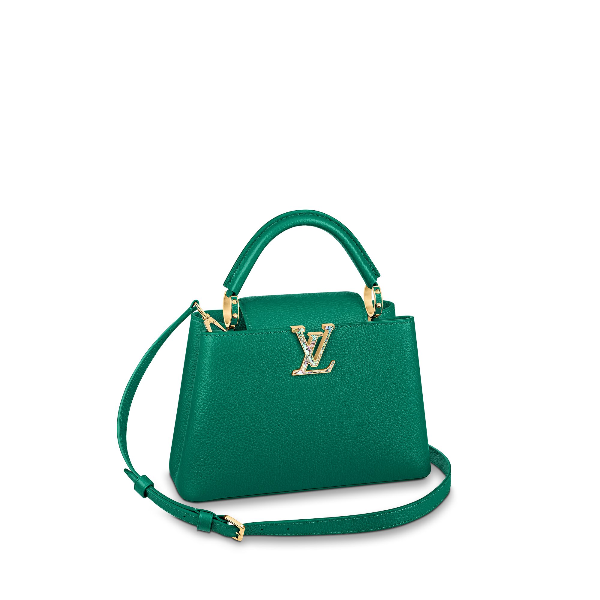 鮑魚彩殼裝飾BB尺寸Capucines手袋 價格店洽 LOUIS VUITTON。（LOUIS VUITTON提供）