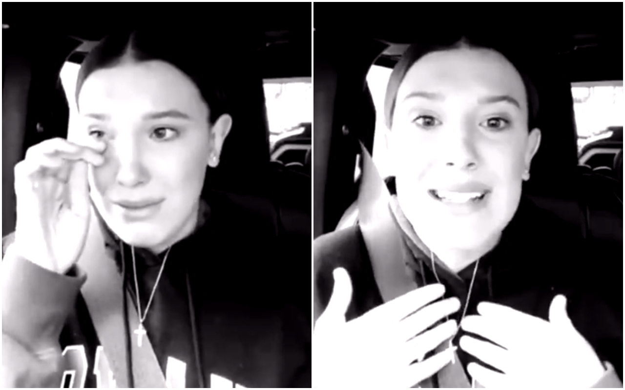 米莉芭比布朗抱怨粉絲硬要偷拍影片，她甚至一度講到激動落淚。（翻攝自milliebobbybrown IG）