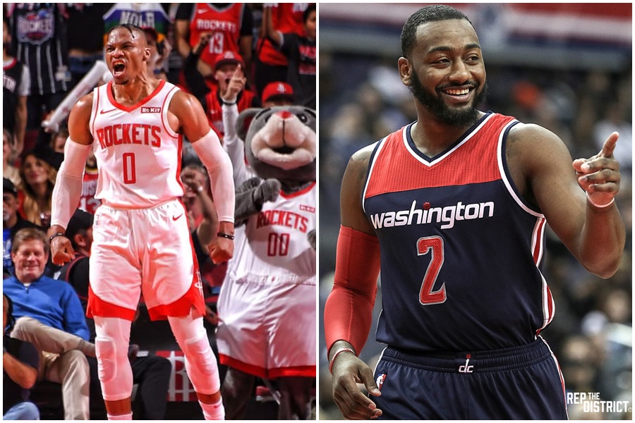 休士頓火箭與華盛頓巫師達成協議,將威斯布魯克送到首都,換來沃爾與一個首輪選秀權。(翻攝自休士頓火箭、華盛頓巫師官方臉書)