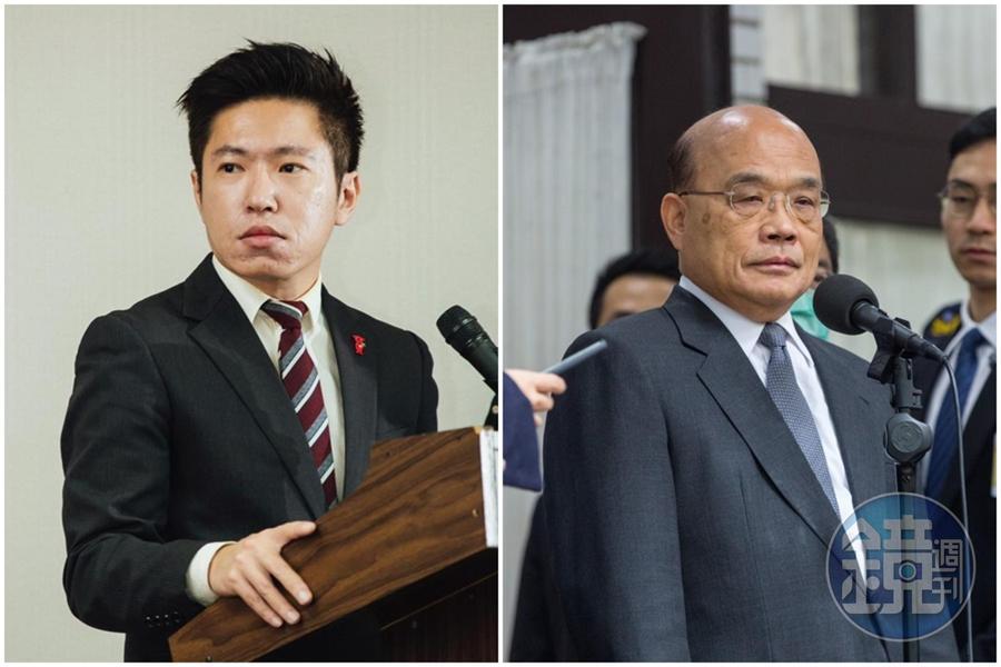 行政院長蘇貞昌（右）創下民選後累積任期最長的閣揆紀錄，但近期事件頻傳，外界傳出內閣改組消息，總統府發言人張惇涵（左）今日澄清「目前沒有內閣改組的規劃」。（翻攝自張淳涵臉書、本刊資料照）