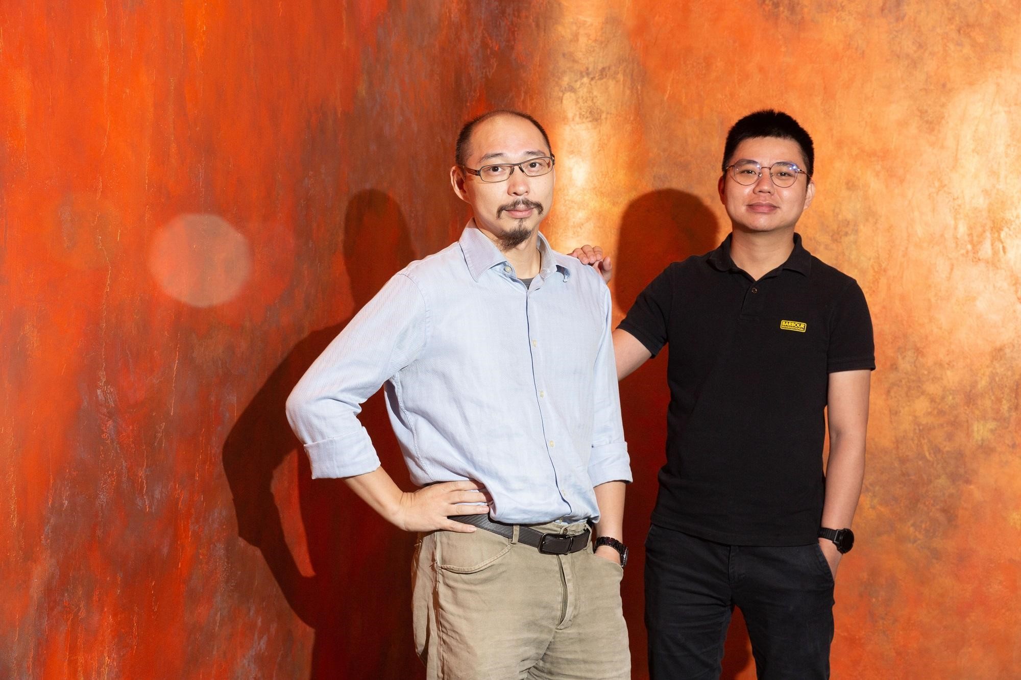 百聿數碼技術長李志煒(左)及財務長彭柏軒,明年將與公司一同參與多部影視作品產製作。(本刊資料照)