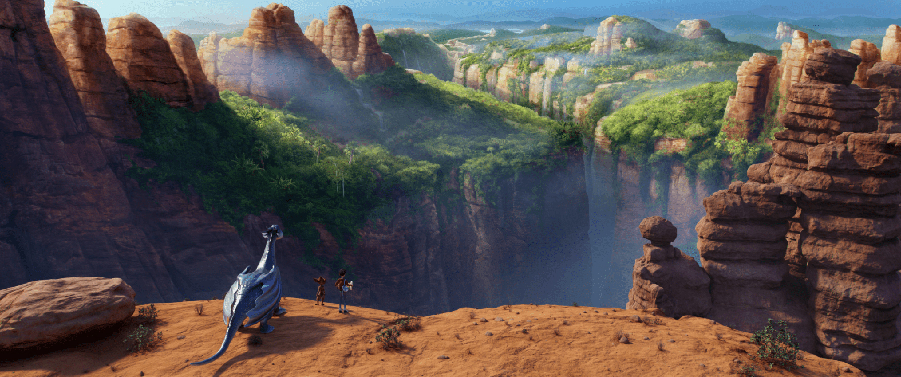 《銀龍出任務》改編自同名小說,一龍一精靈一人類組成「不靠譜三人組」,一同追尋龍的最後樂土「天堂之境」。(木棉花提供)