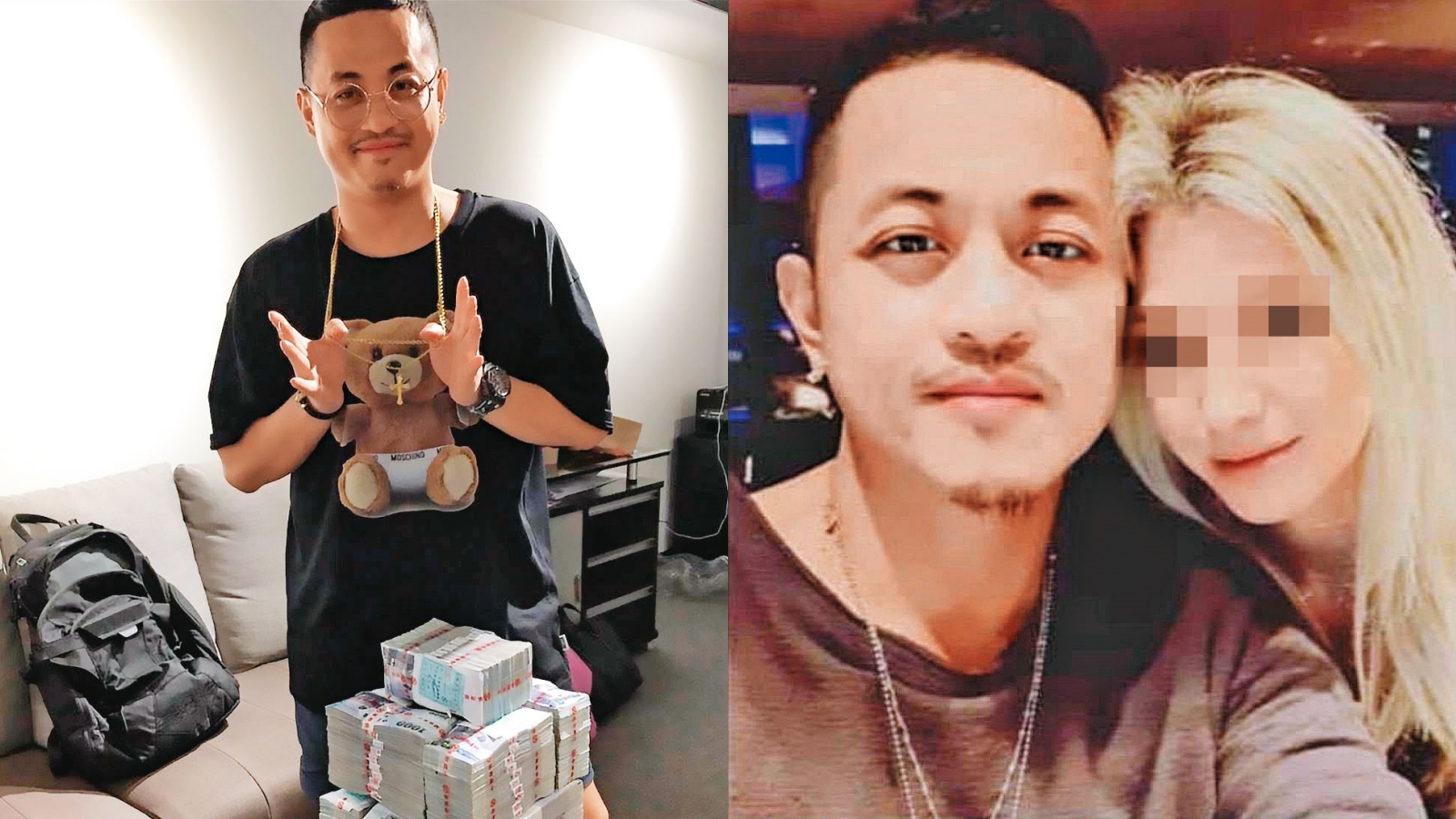 鄧超鴻（左）常在IG等社群媒體PO出炫富照，交保後改名鄧楓，還娶了比利時籍老婆（右圖）。（讀者提供）