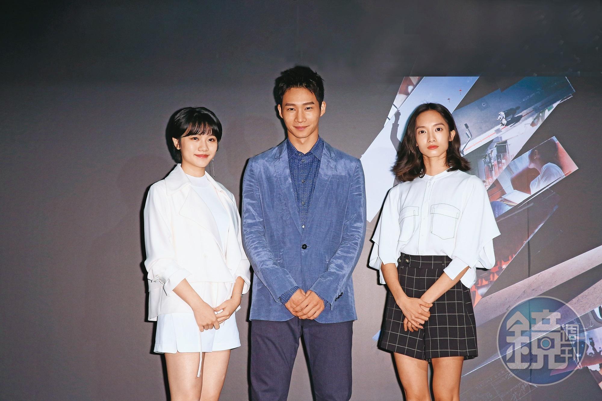 《返校》影集啟用李玲葦(左起)、黃冠智、韓寧三位新人挑大梁。