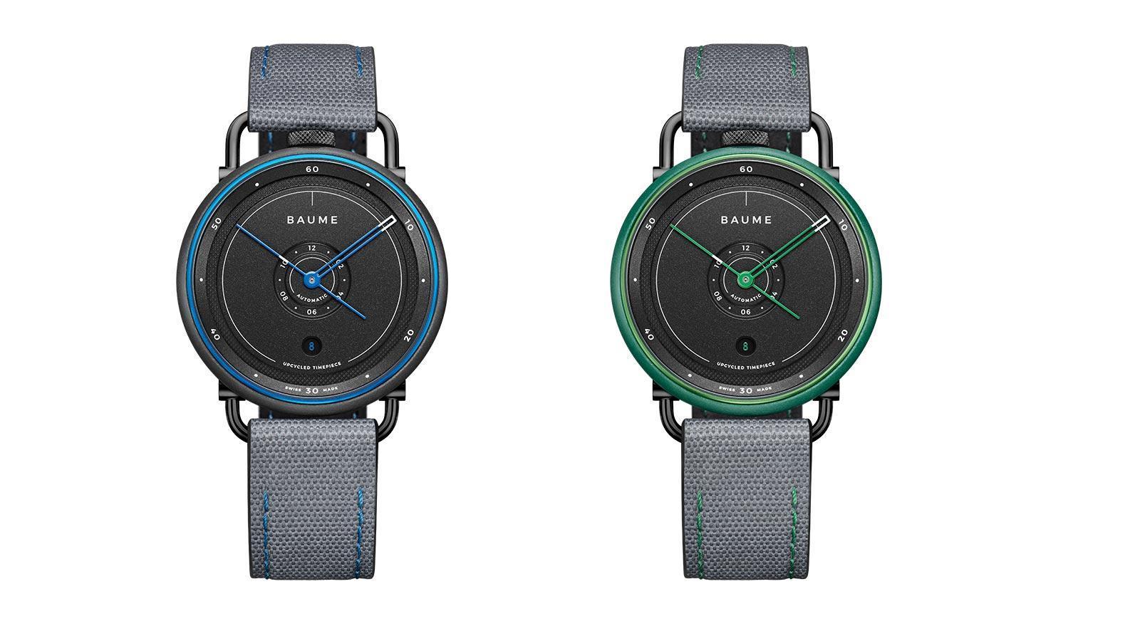 BAUME海洋限定款自動腕錶｜錶徑42mm／回收聚丙烯材質錶殼／時間及日期指示／自動上鏈機芯／防水約30米／建議售價USD 1,490 （約台幣42,000）