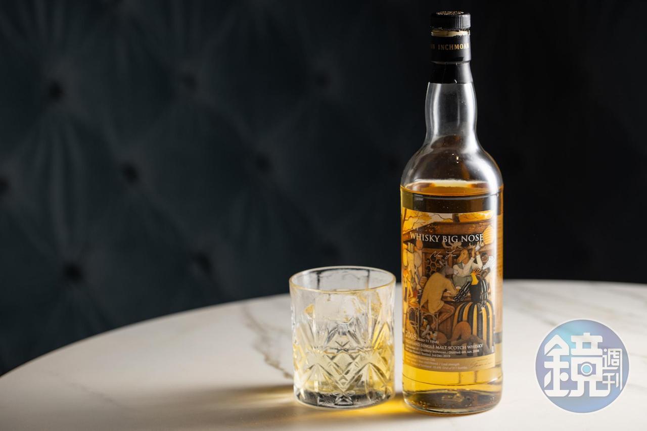 有軟糖香甜感的「Inchmoan 2008 Single Cask 61」酒款風格歡樂,性格濃烈。(680元/杯)