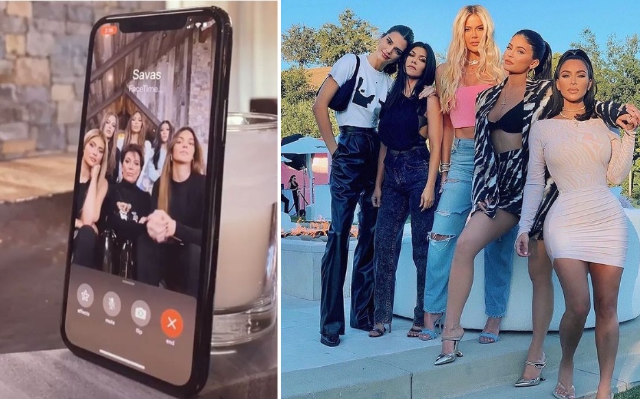 卡戴珊家族正襟危坐撥打視訊電話給演藝圈的各方好友，換作是你，接起電話後會怎麼做？（翻攝自E! Entertainment／Kardashians on E! Instagram）