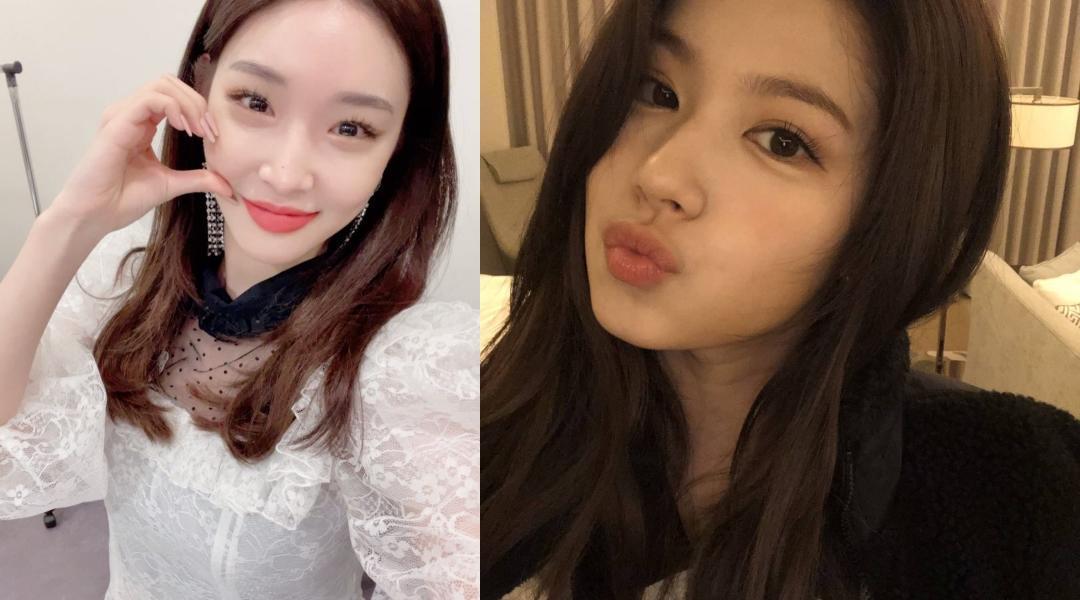 請夏確診新冠肺炎,TWICE成員SANA(右)也傳出與她有過接觸。(翻攝請夏、TWICE IG)